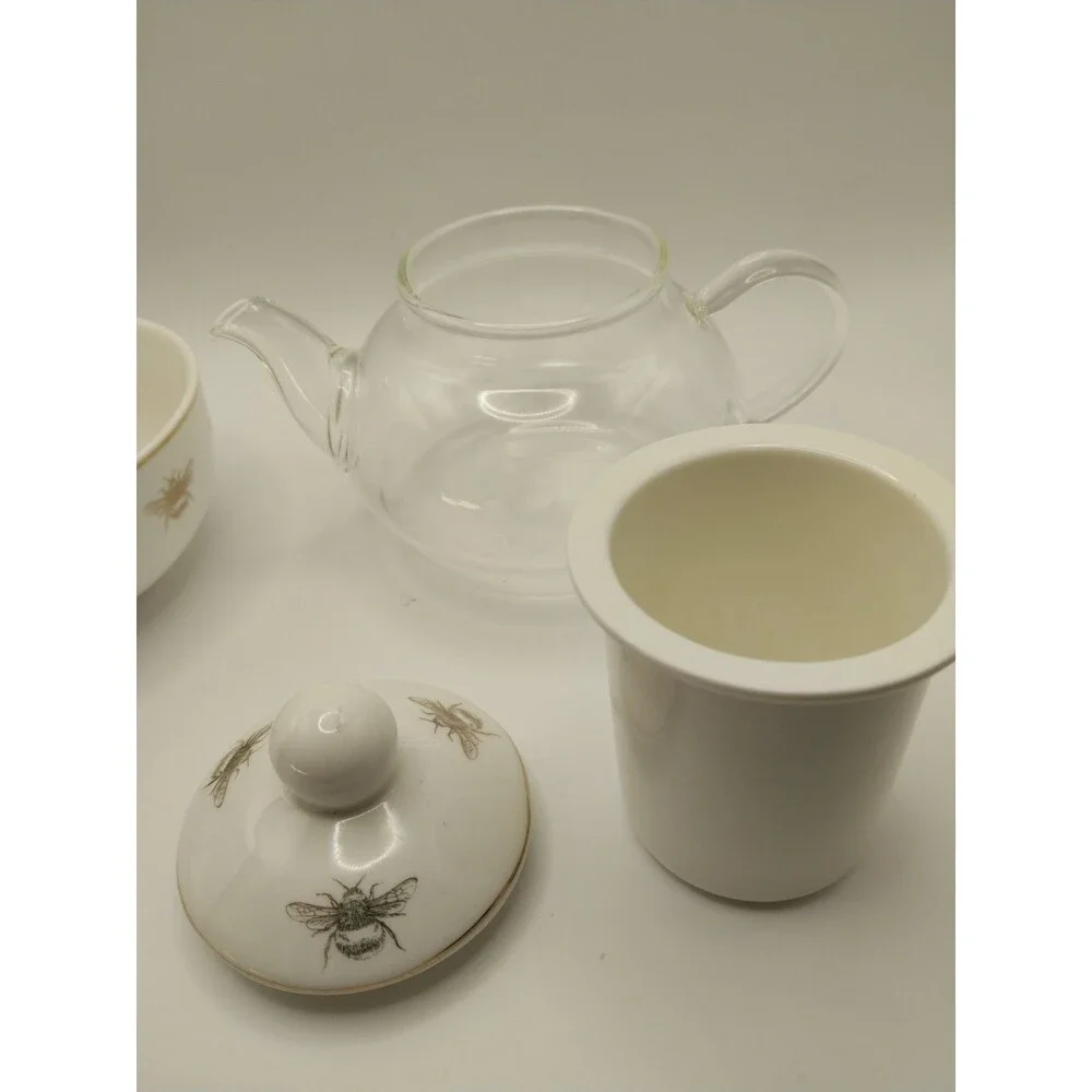Grace Teaware Queen Bee Tea for One Teapot with Diffuser Teacup Porcelain NEW EX
